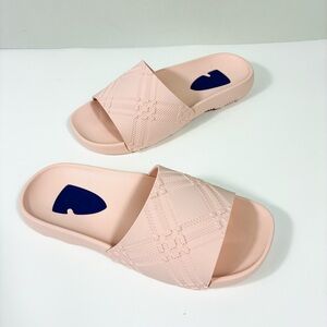 Burberry Dive Embossed Check Pool Slide Sandals Pink Gloss 38 8 NEW